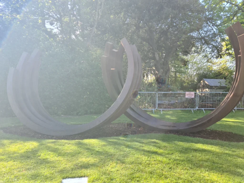 Bernar Venet’s 217.5° arc sculpture at the IMMA in Dublin, with the museum’s courtyard in the background