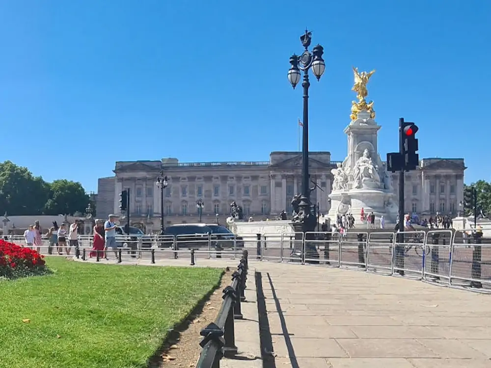 Buckingham Palace with the Victoria Memorial on a sunny summer day