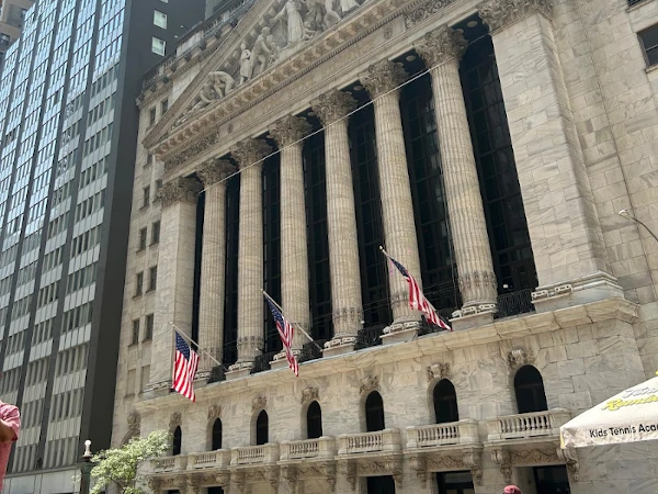 Front facade of the New York Stock Exchange on Wall Street, NYC