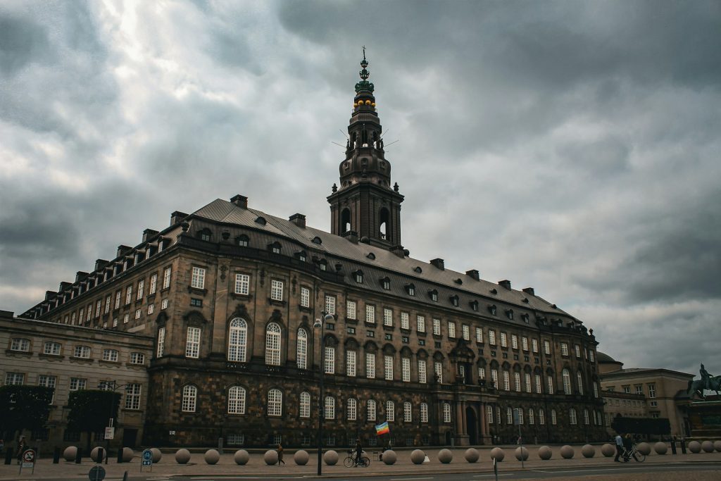 Christiansborg Palace with its clock tower, seat of the Danish Parliament