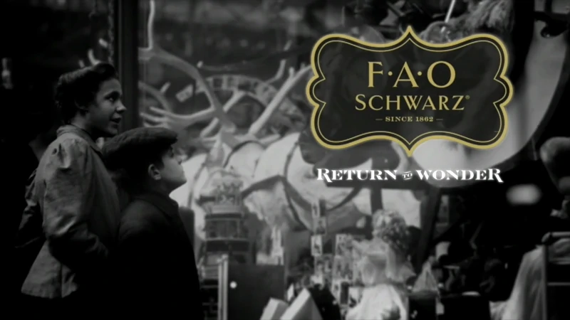Vintage black and white photograph of FAO Schwarz showcasing its historical charm