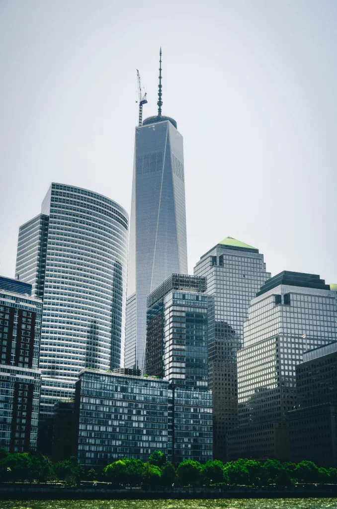 Panoramic view of the One World Trade Center, a skyscraper in Lower Manhattan, New York City