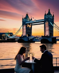 Pareja disfrutando en el ferry en el río Támesis (optimizado móvil)