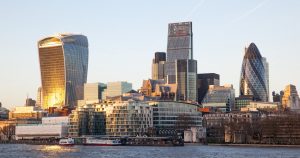 The London skyline from the Thames, useful for planning a family trip budget