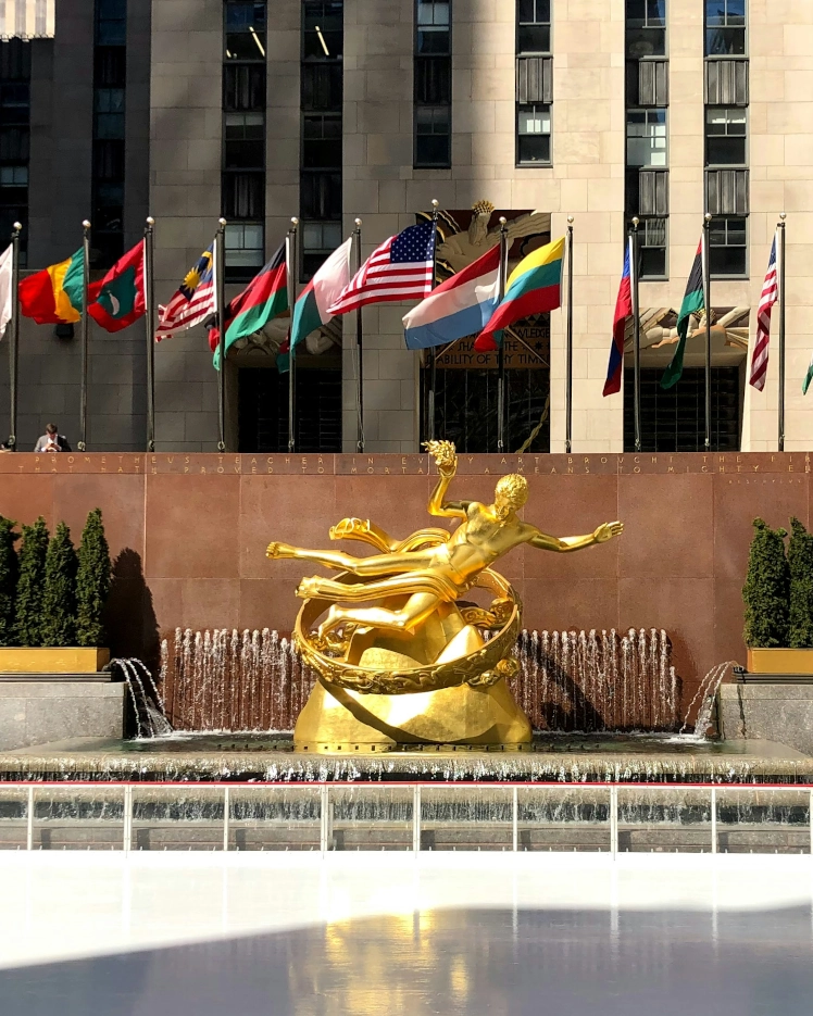 The Rink at the Rockefeller Center with Prometheus sculpture