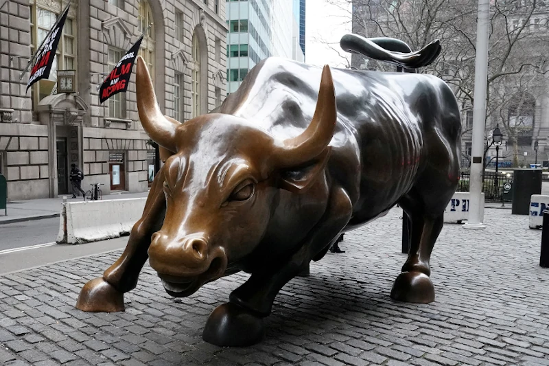 Wall Street Bull sculpture in the financial district of New York