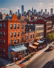 Representación generada por inteligencia artificial de Williamsburg, Nueva York, en versión móvil.